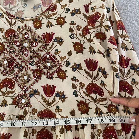 HM Women Dress Crewneck Long Sleeve Floral Print   Bohemian - Picture 9 of 16